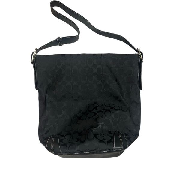 Vintage Coach Black C Logo Large Canvas Duffle Shoulder Bucket Bag y2k - Picture 2 of 10